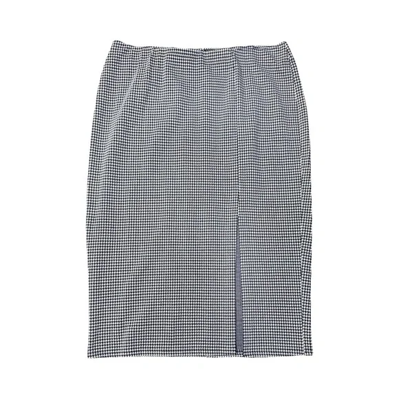 Lane Bryant Black and White Ponte Front Slit Houndstooth Midi Pencil Skirt NWT - Picture 3 of 10